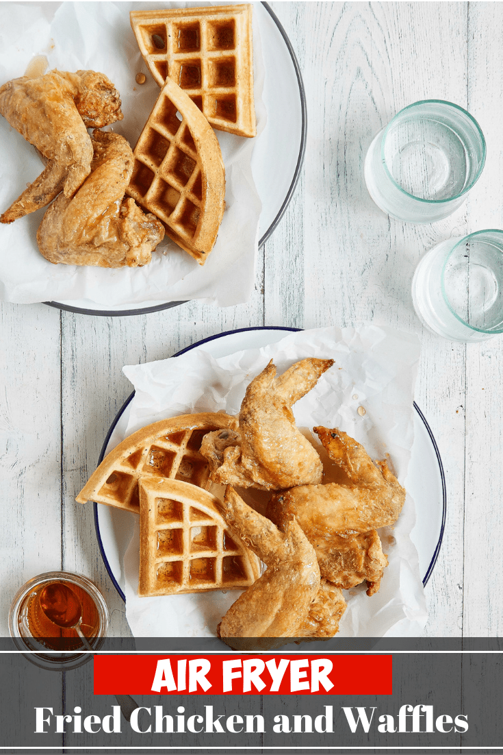 Air Fryer Fried Chicken and Waffles is a quick and easy breakfast recipe that combines sweet and savory for the perfect meal. This dish also works great for a weekend in-home brunch. The air fryer produces crispy crunchy chicken wings paired with waffles that are drizzled in maple syrup. #StaySnatched #AirFryerBreakfast #AirFryer #AirFryerChickenRecipes #AirFryerChickenAndWaffles