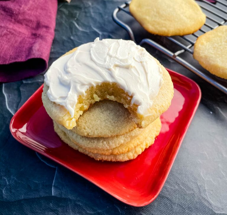 keto low carb gluten free sugar cookies on a plate