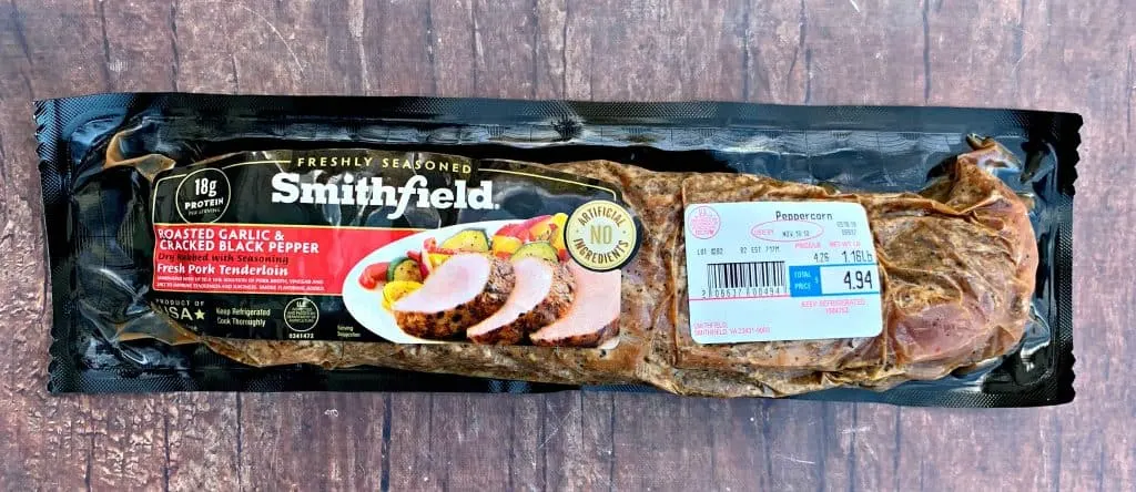 raw pork loin in a package