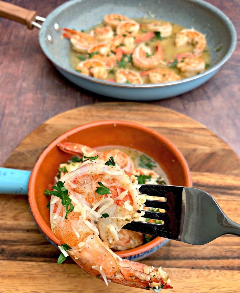 red lobster shrimp scampi in a pan