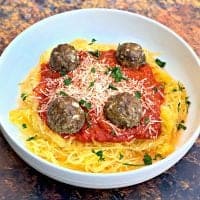 Keto Low-Carb Spaghetti Squash Marinara and Meatballs