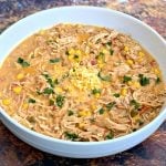 white chicken chili in a white bowl