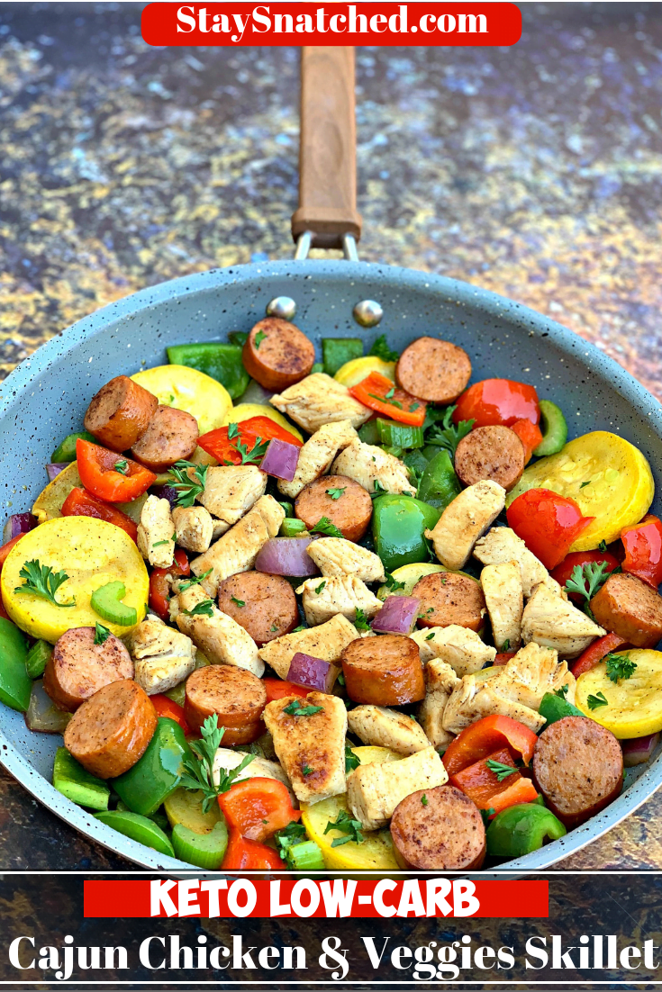 #Ad Keto Low-Carb Cajun Chicken, Sausage, and Vegetable Skillet is a quick and easy 20-minute recipe loaded with chicken breasts, andouille sausage, and fresh vegetables. This dish is perfect for weeknight dinners and meal prep. Simply drizzle the ingredients in Olive Oil and Louisiana Seasoning and throw the skillet meal in a pan. Fresh, locally grown produce from @Walmart #CajunRecipes #KetoDinner