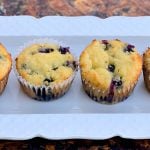 keto blueberry muffins on a white plate