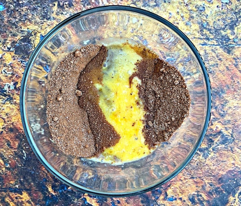 keto chocolate mug cake in a glass bowl