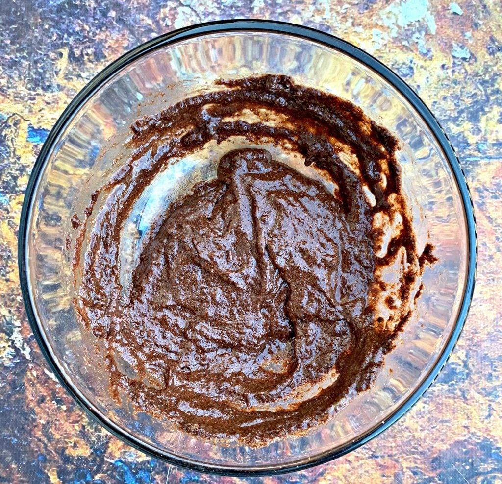 keto chocolate mug cake in a glass bowl