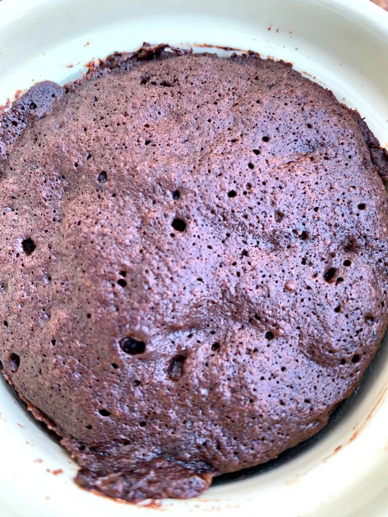 keto chocolate mug cake close up