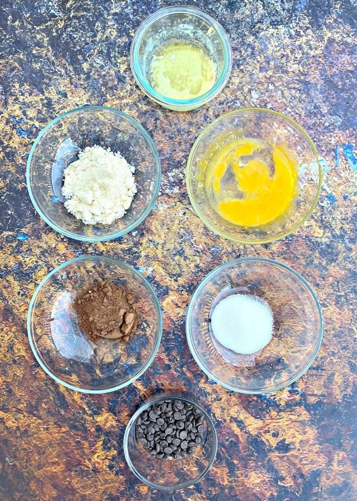 ingredients for keto chocolate mug cake