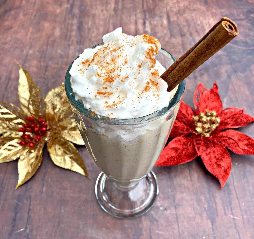 keto low carb egg nog with whipped cream
