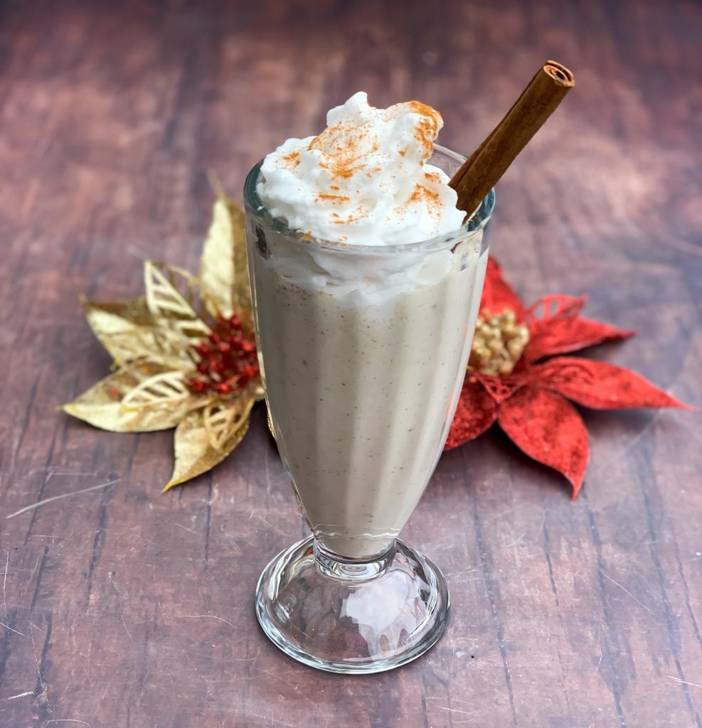 keto low carb egg nog with whipped cream