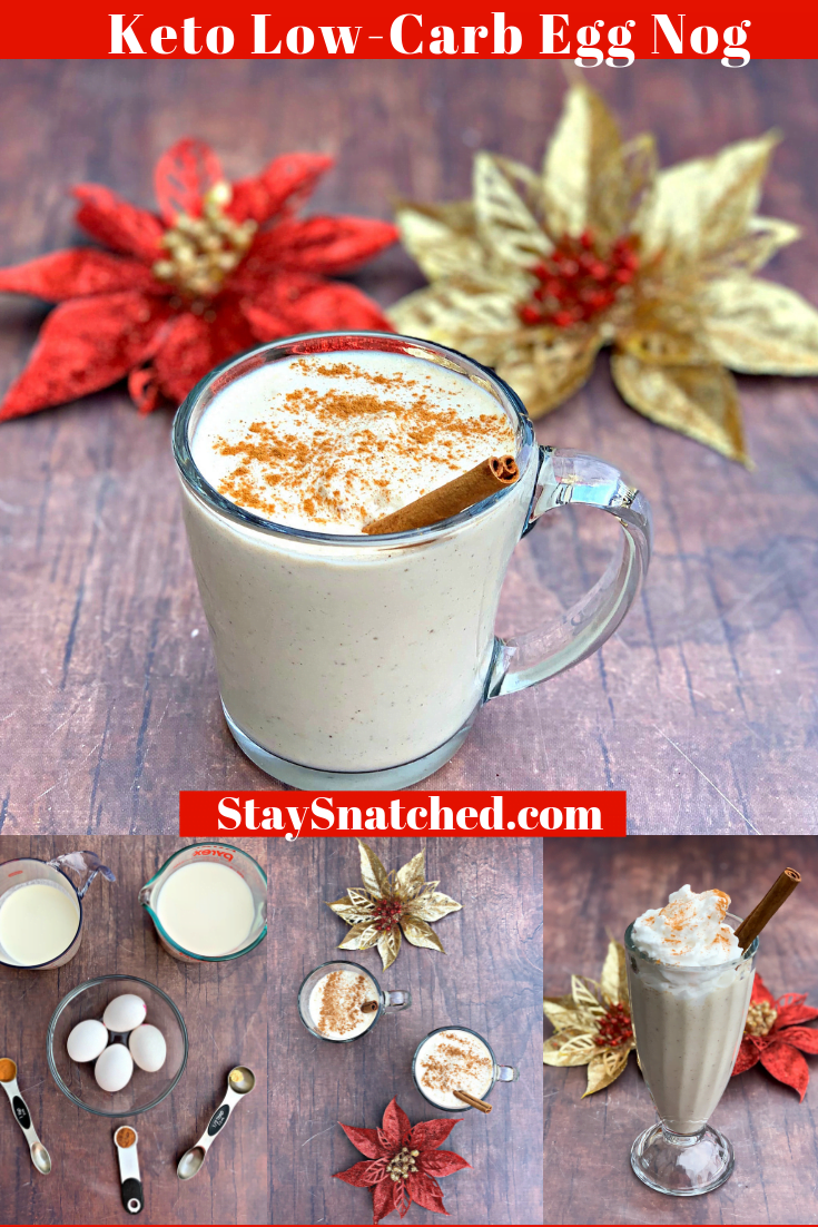 Keto Low-Carb Holiday Eggnog Drink is a quick and easy recipe perfect for Thanksgiving, Christmas, and New Years. This keto-friendly beverage can also transform into a cocktail if you wish to add your favorite keto alcohol. This recipe uses almond milk, heavy cream, nutmeg, and cinnamon to produce a delicious drink the whole family will love! #KetoRecipes #KetoHolidayDrink #KetoDrink