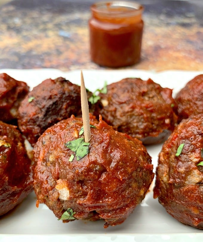 keto low carb air fryer meatballs with bbq sauce