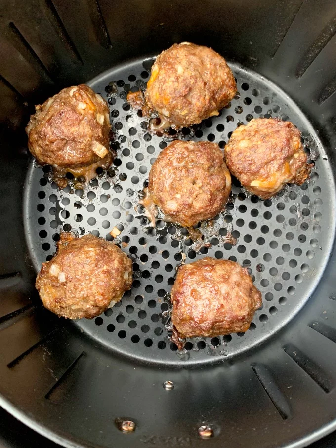 keto low carb meatballs in an air fryer