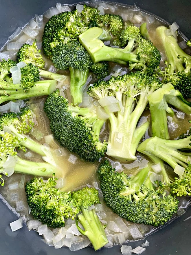 broccoli and onions sauted in Instant Pot