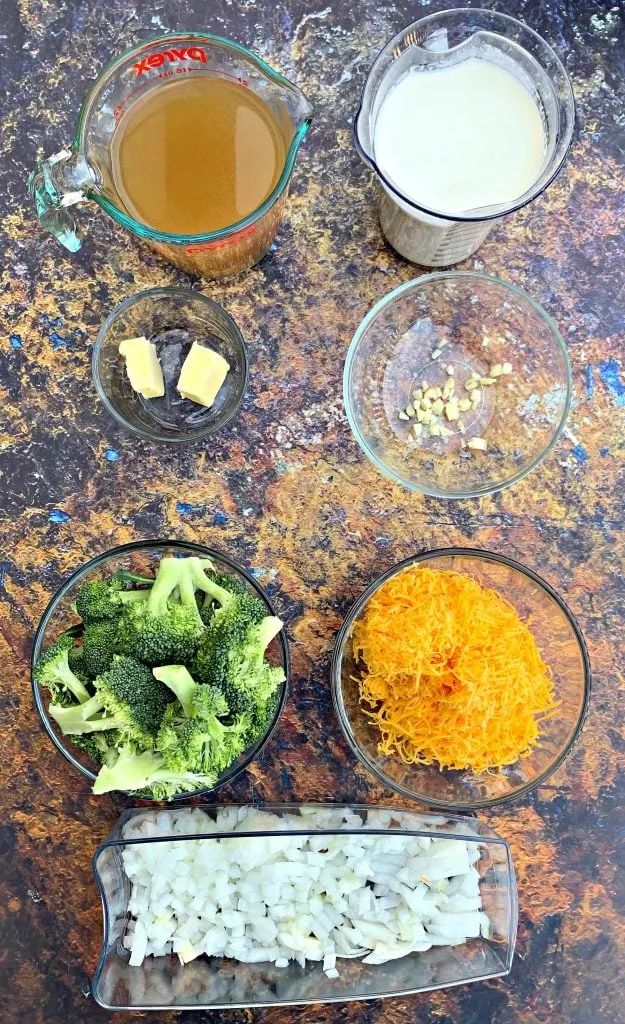 ingredients for keto low carb instant pot broccoli cheddar soup