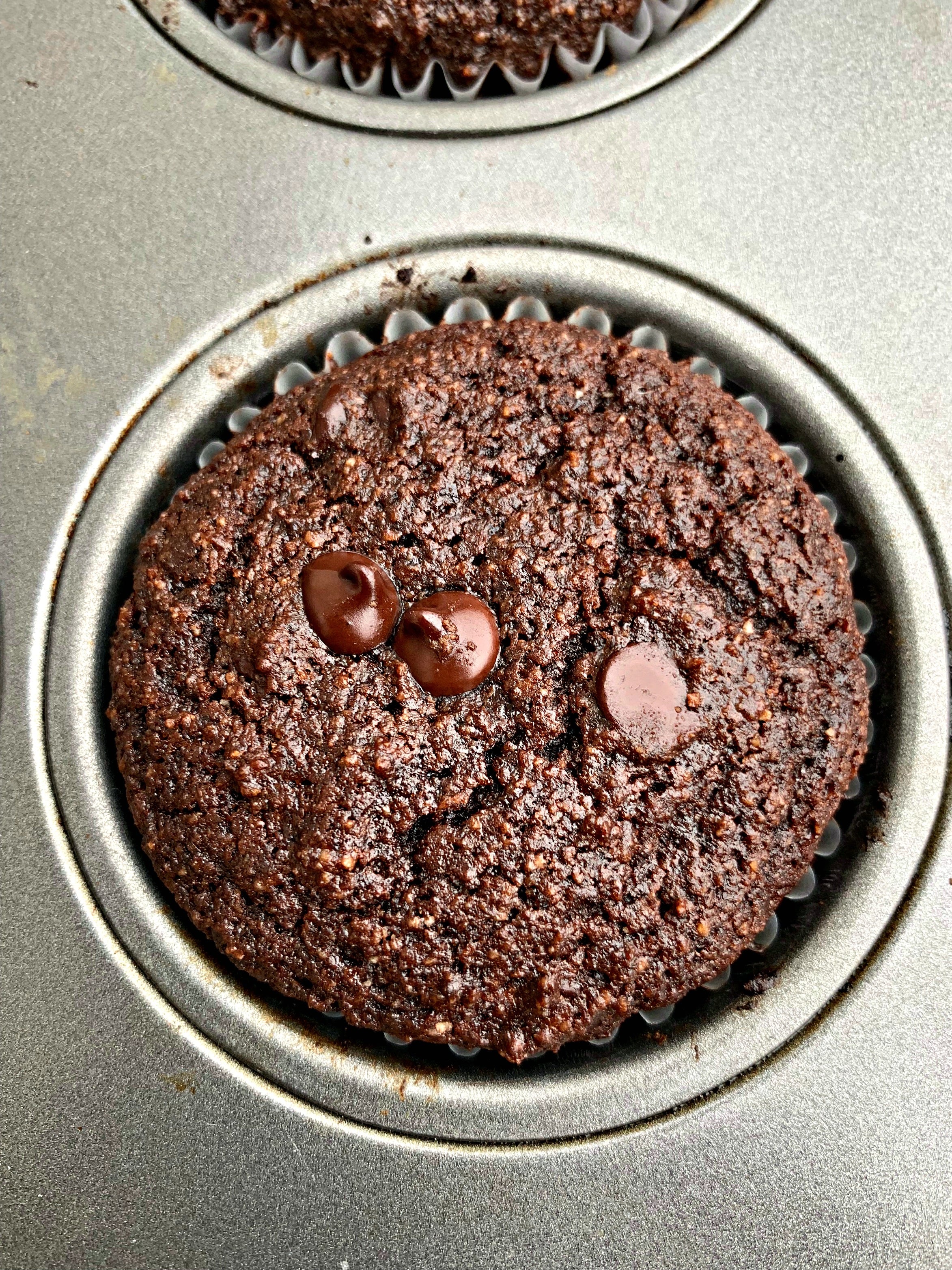 keto low carb chocolate muffins in a muffin tin
