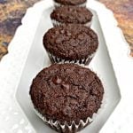 keto low carb chocolate muffins on a white plate