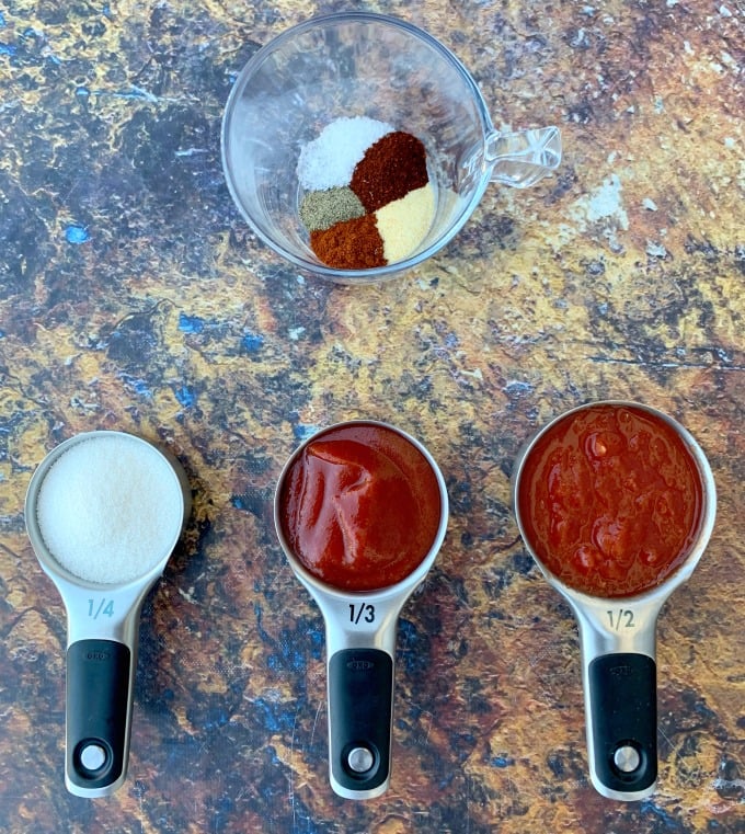 ingredients and spices for keto low carb bbq sauce
