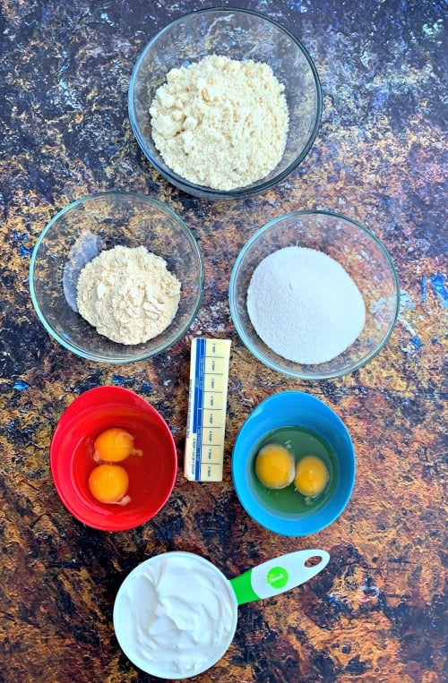 ingredients for keto vanilla buttercream cupcakes