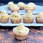 keto vanilla buttercream cupcakes on a white plate
