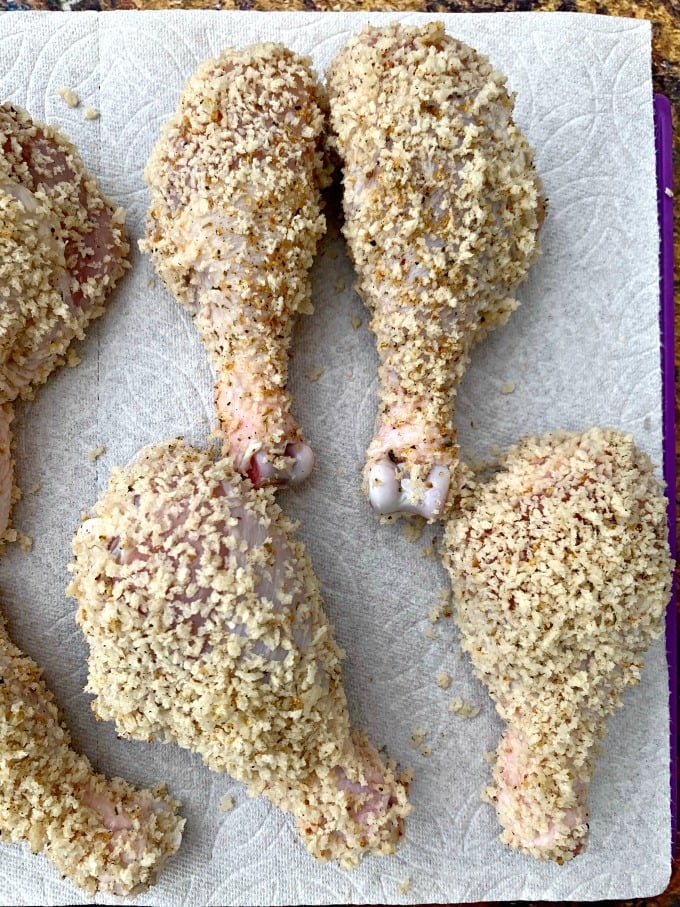 raw panko breaded chicken wings on a paper towel