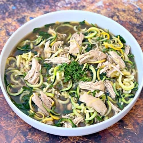 Keto LowCarb Instant Pot Chicken Noodle (Zoodle) Soup + {VIDEO}