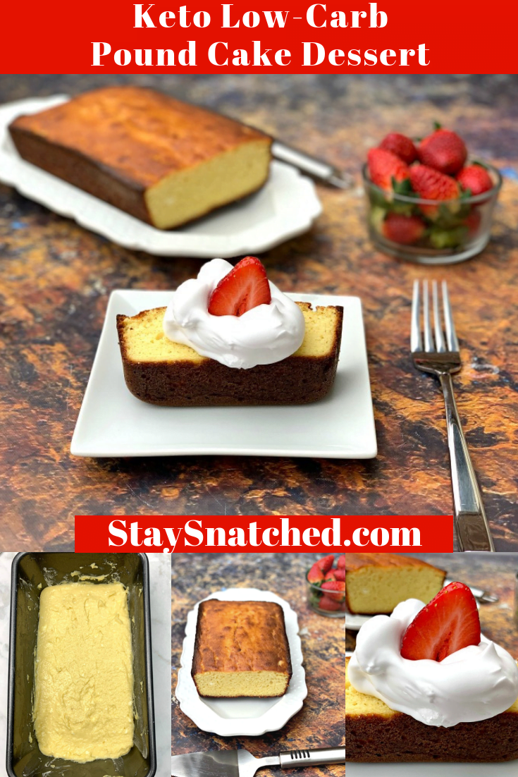 Keto Low-Carb-Gluten Free Pound Cake is a quick, easy, healthy recipe using lemon, almond flour, sour cream, and cream cheese. Make your own sugar-free, no-carb cake mix in no time. You can use a bundt or loaf pan in this recipe. Add blueberries, chocolate, or other carb-free toppings. Coconut flour is not used in this recipe. #KetoRecipes #KetoPoundCake