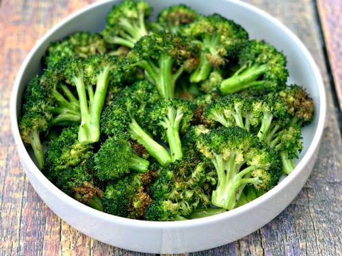 Easy Air Fryer Roasted Broccoli + {Cooking VIDEO}