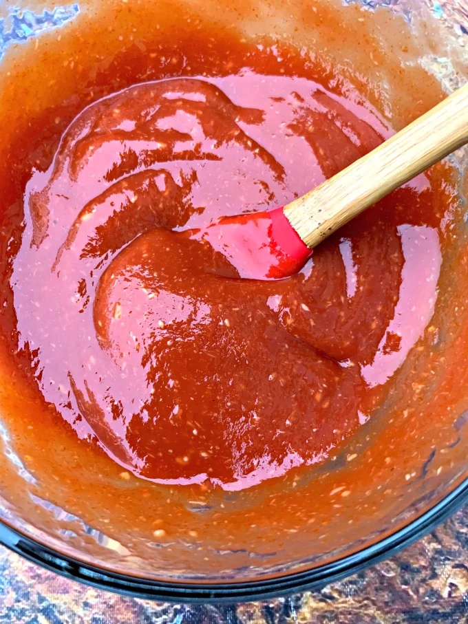 keto low carb homemade cocktail sauce in a glass bowl