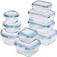 Utopia Kitchen Glass Food Storage Container Set - 18 Pieces (9 Containers and 9 Lids) - Transparent Lids - BPA Free