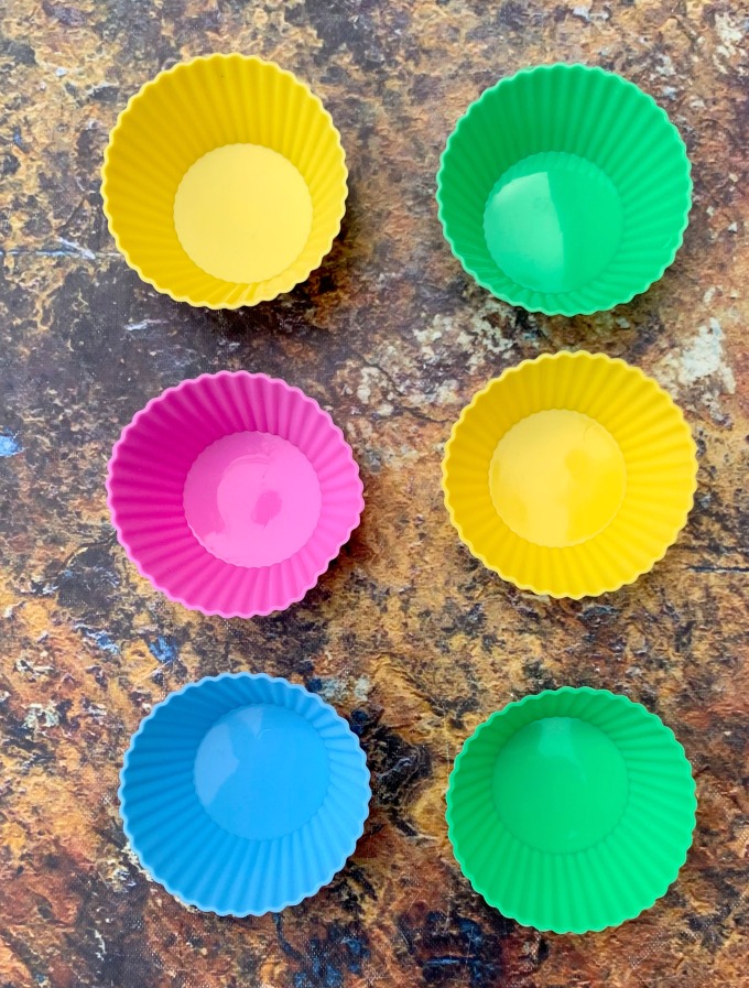 colorful silicone baking molds on a flat surface