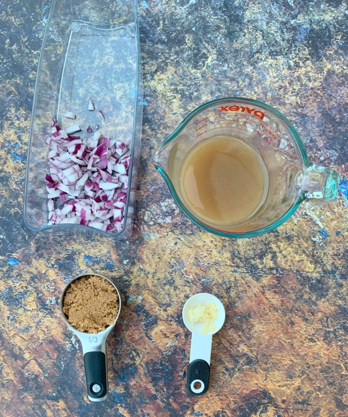 chopped onions, chicken broth, brown sugar, and garlic