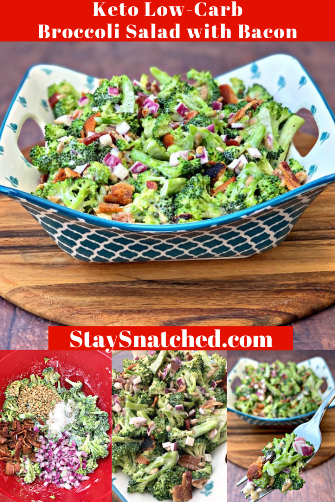Easy, Keto LowCarb Broccoli Salad with Bacon +(VIDEO)