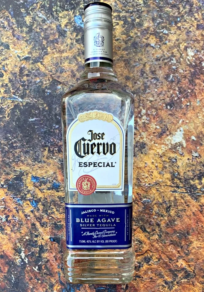 jose cuervo silver in a glass bottle