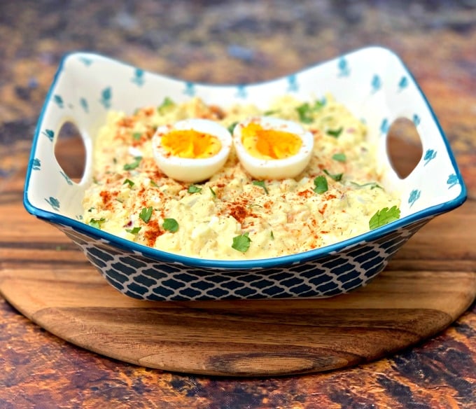 keto low carb potato salad with boiled eggs