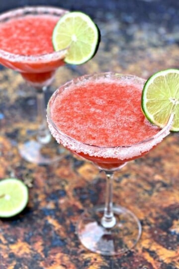 sugar free frozen strawberry margaritas with lime