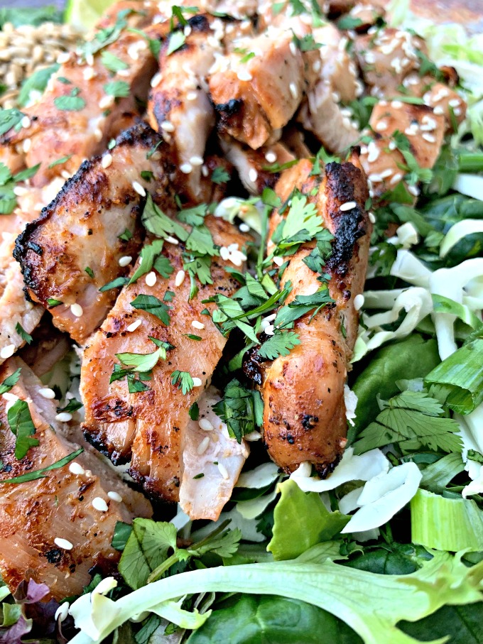 panera thai chicken salad on a clear plate