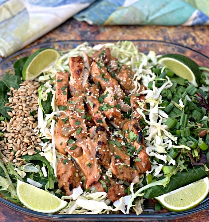 panera thai chicken salad on a clear plate