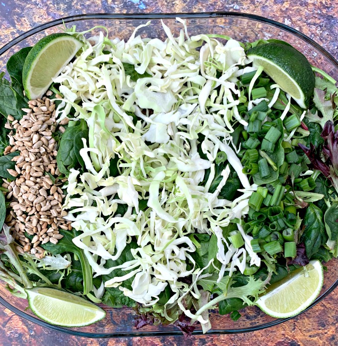 panera thai chicken salad on a clear plate