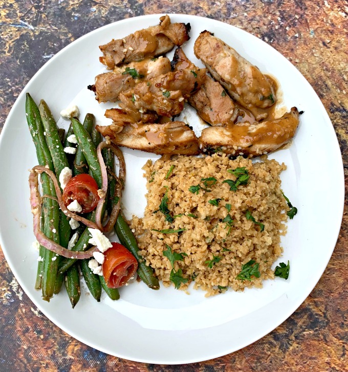 thai chicken green bean salad and cilantro rice