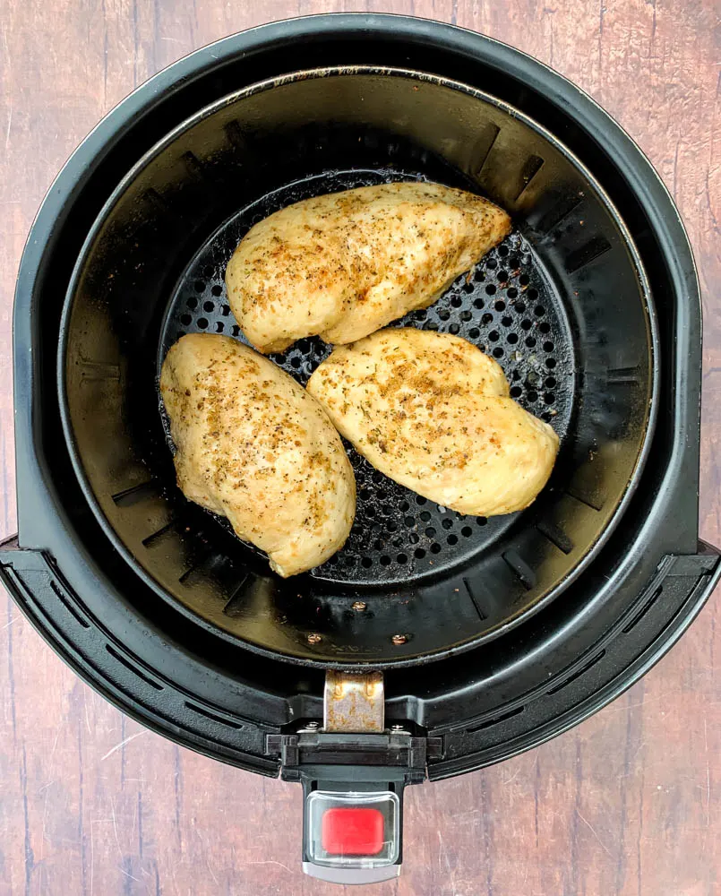 cooked chicken breasts in an air fryer