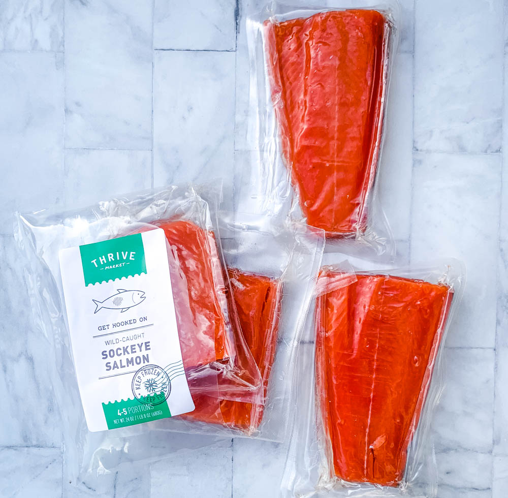 raw Alaskan salmon in a package