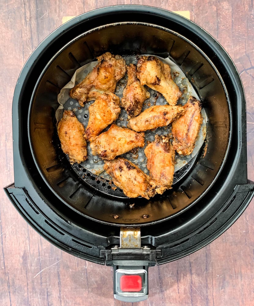 keto breaded chicken wings in an air fryer