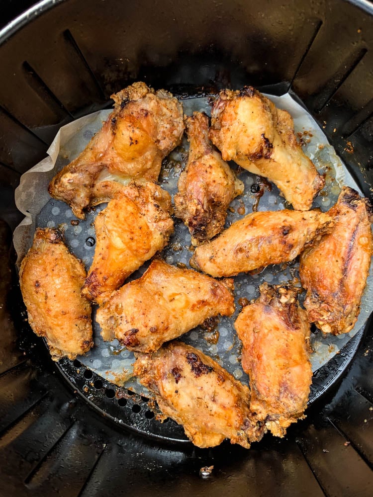 keto breaded chicken wings in an air fryer