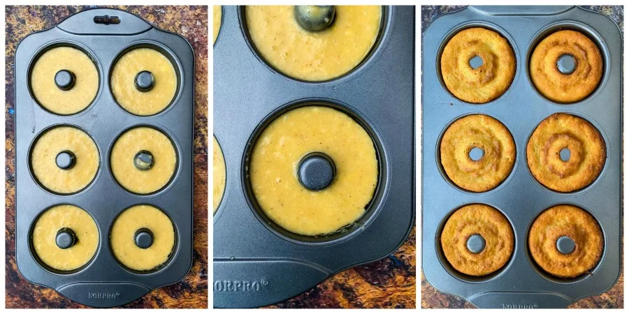 keto low carb donut batter in a donut pan 