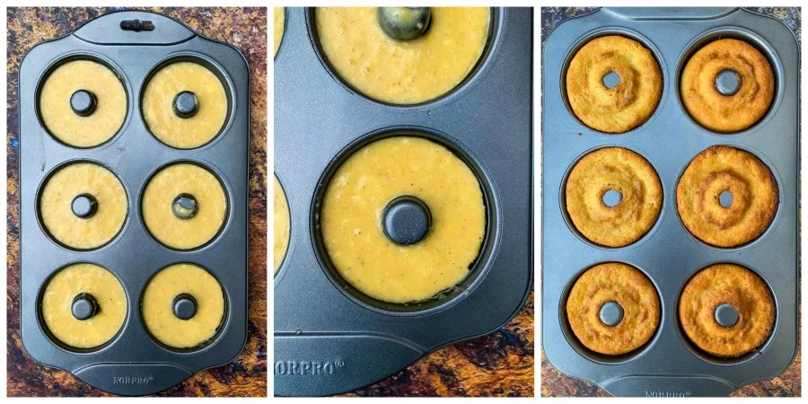 keto low carb donut batter in a donut pan