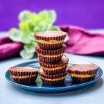 keto peanut butter cups on a blue plate