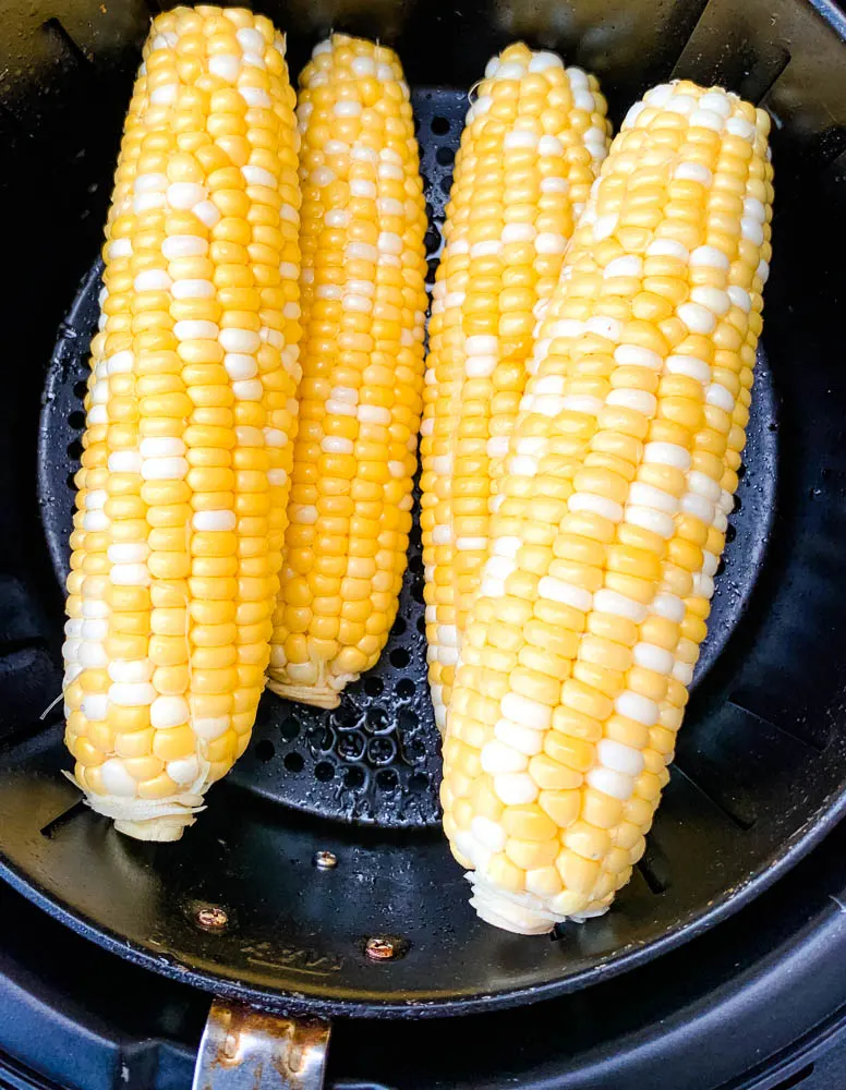 raw corn on the cob in an air fryer
