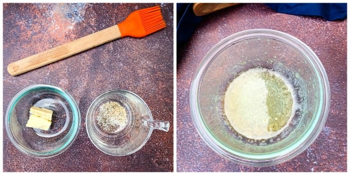 butter and garlic seasoning in glass bowls