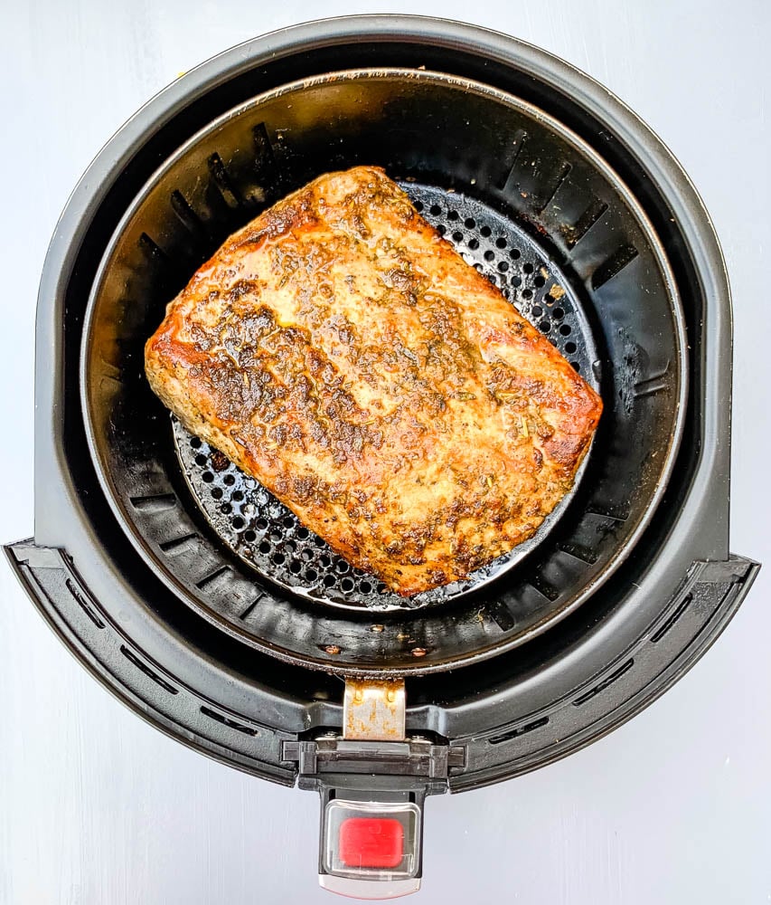 air fryer pork loin in an air fryer basket